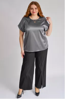 Брюки широкие в серебристую полоску больших размеров