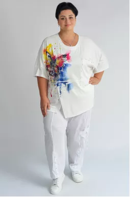 Брюки банани з декоративною кишенею та кнопками великих розмірів