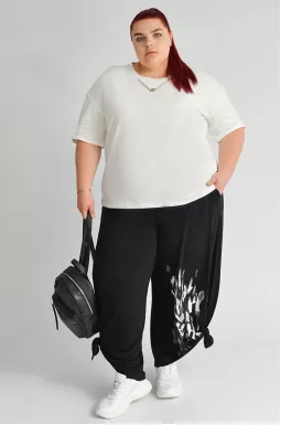 Брюки палаццо с художественным принтом и регулируемым низом больших размеров