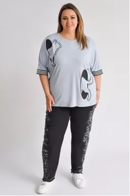 Джинсы зауженные с леопардовым принтом больших размеров