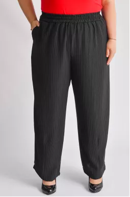 Брюки широкие черные в полоску больших размеров