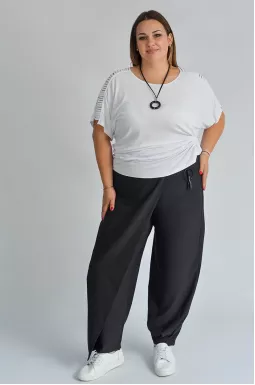 Черные брюки султанки с украшением больших размеров