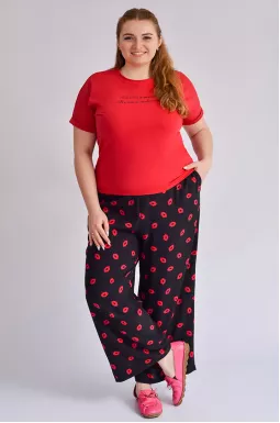 Брюки широкие с различными принтами больших размеров