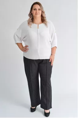 Черные классические брюки в тонкую полоску больших размеров