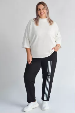 Завужені чорні брюки з білими акцентами великих розмірів