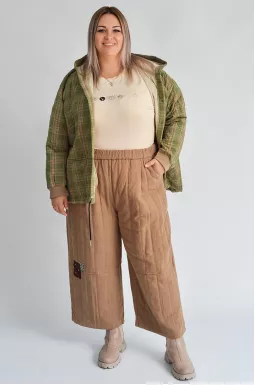 Вільні брюки-банани з декоративною вставкою великих розмірів