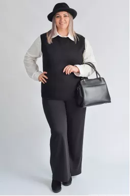 Брюки широкие из французского трикотажа больших размеров