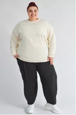 Широкие черные брюки с молниями больших размеров