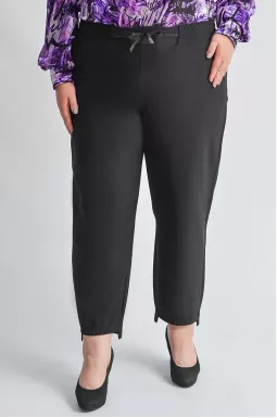 Брюки 7/8 с асимметричным низом и декором больших размеров