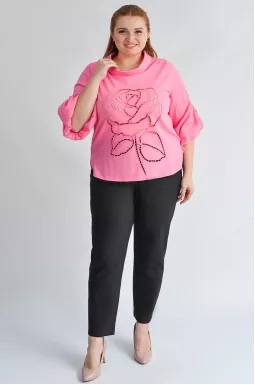 Элегантные черные брюки 7/8 с мелкими камнями больших размеров