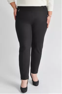 Черные брюки 7/8 с декоративными стразами больших размеров