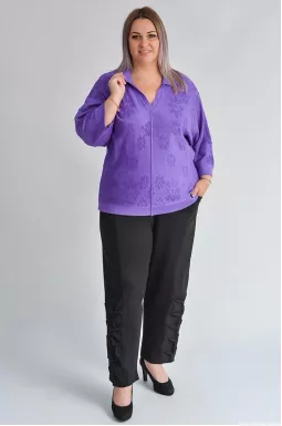 Чорні брюки 7/8 з текстильними складками великих розмірів