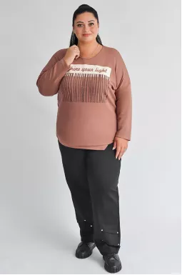 Завужені брюки з декоративними складками великих розмірів