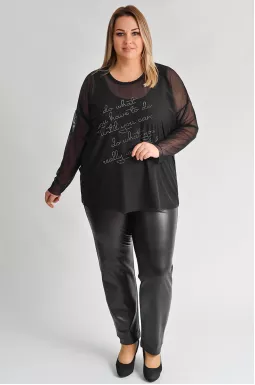 Брюки 7/8 в чорному кольорі з поєднанням текстур великих розмірів