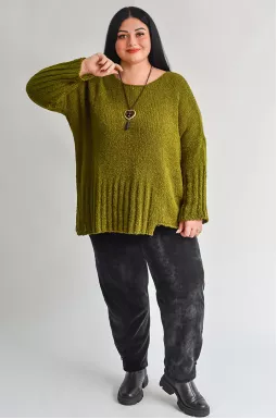 Брюки вельветові 7/8 з еластичним поясом великих розмірів