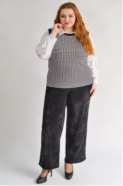 Широкие вельветовые брюки с эластичным поясом больших размеров