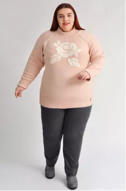 Кашемірові брюки 7/8 з вставками з екошкіри великих розмірів