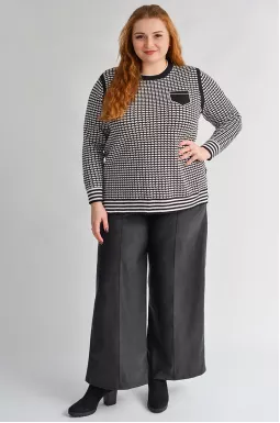 Чорні широкі брюки з екошкіри великих розмірів