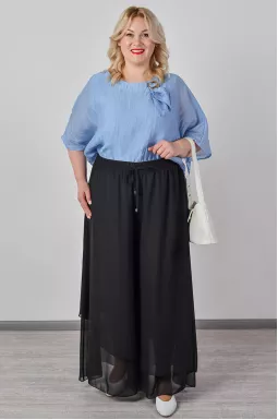 Брюки-спідниця в чорному кольорі з асиметричним низом великих розмірів