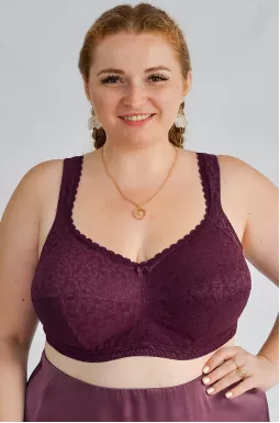 Бюстгальтер однотонный в лаконичном дизайне больших размеров