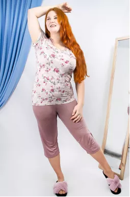 Пижама капри с цветочным принтом