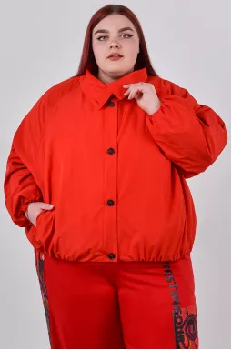 Вітрівка в червоному кольорі з еластичною резинкою понизу великих розмірів