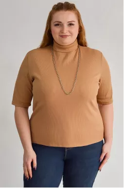 Гольф з трикотажу рубчик з укороченим рукавом великих розмірів