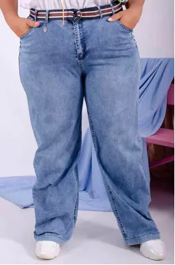 Джинси широкі з поясом супер батал