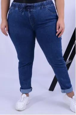 Джинси на резинці з підворотами супер батал