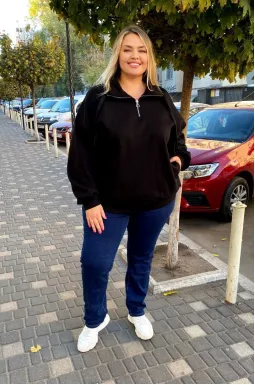 Джинси завужені утеплені байкою з високою посадкою та резинкою на талії батал