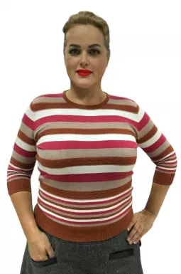 Джемпер короткий в полоску батал