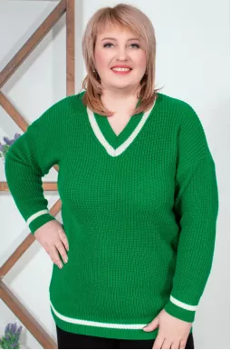 Джемпер короткий з трикутною горловиною батал