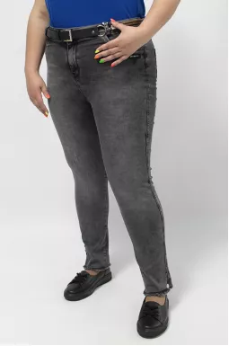 Графітові джинси з тороками і поясом батал