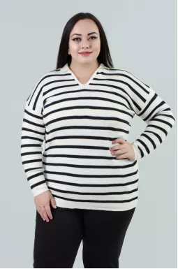 Джемпер з коміром в горизонтальну смужку універсального розміру