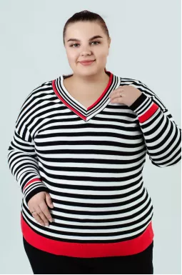 Джемпер короткий в горизонтальну смужку супер батал
