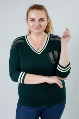 Пуловер зі стразами в різних кольорах батал