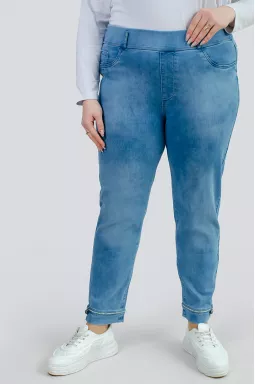 Джинси 7/8 на резинці з прикрасами великих розмірів