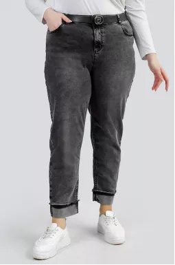 Джинси завужені сірі з поясом великих розмірів