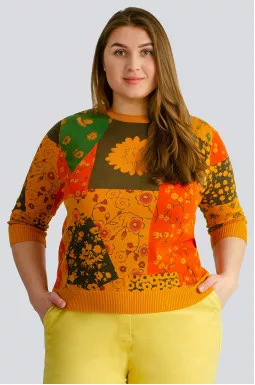 Джемпер в яскравий принт великих розмірів