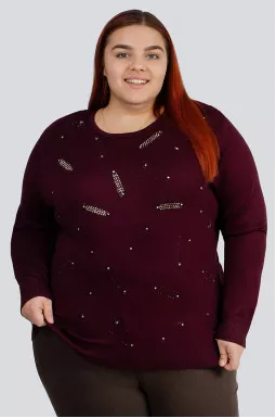 Джемпер з принтом зі стразів великих розмірів
