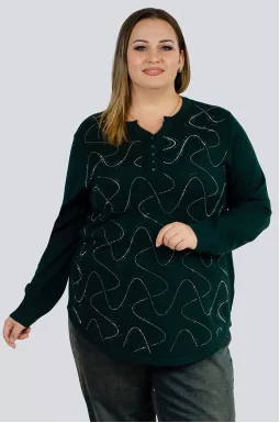 Джемпер довгий зі стразами великих розмірів