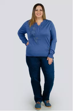 Джемпер з декором зі стразів великих розмірів