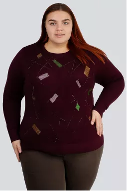 Джемпер з різнокольоровими стразами великих розмірів