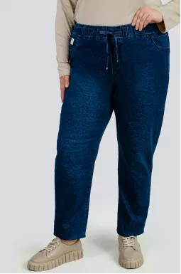 Сині джинси в леопардовий принт великих розмірів