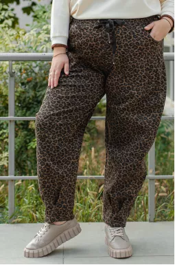 Джинси банани в леопардовий принт великих розмірів