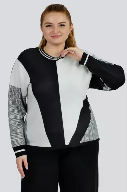 Джемпер в геометричний принт великих розмірів