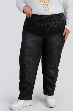 Джинси завужені в леопардовий візерунок великих розмірів