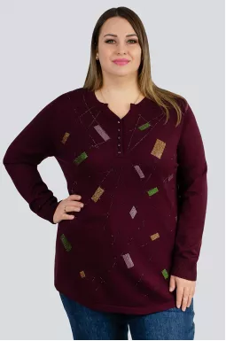 Джемпер довгий з різнокольоровими стразами великих розмірів