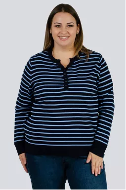 Джемпер смугастий з ґудзиками великих розмірів