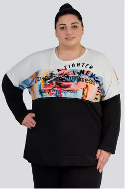 Джемпер спорт з кольоровим принтом великих розмірів